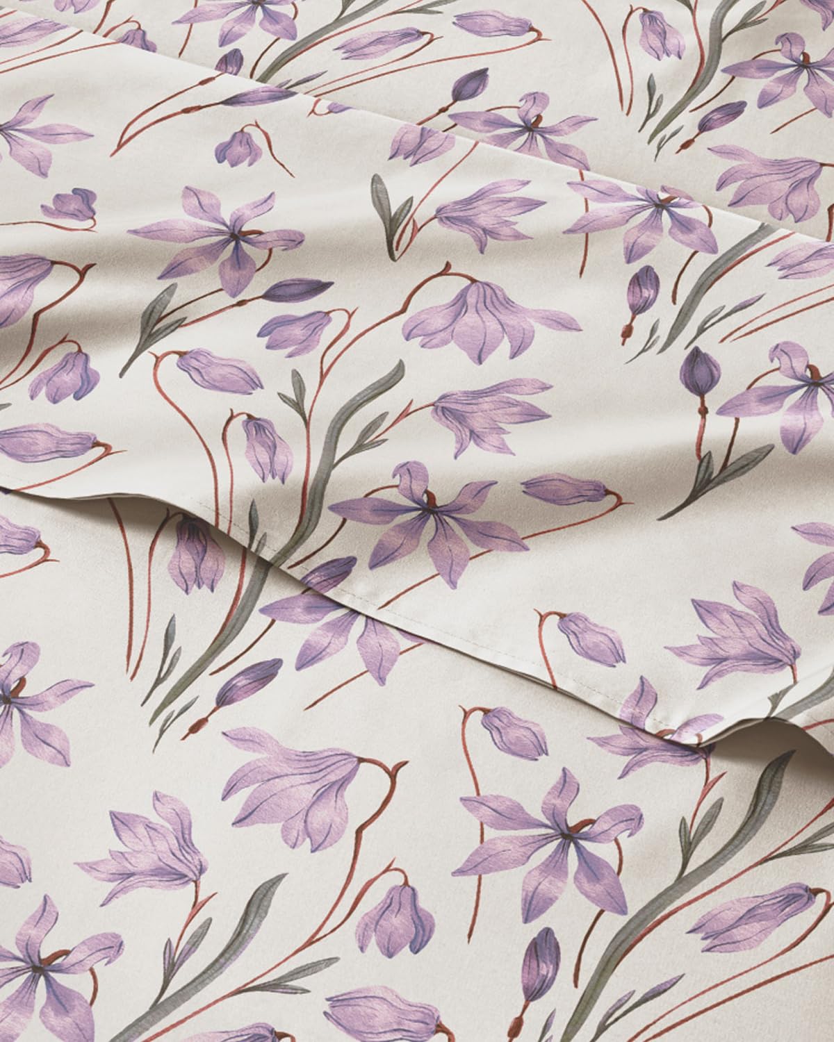 floral sheets - pink floral bed sheet set - 1 flat & 1 fitted & 2 pillowcases w/ deep pockets - comfy, wrinkle & fade free - boho botanical bedding - ultra-soft, breathable & cooling - king size set