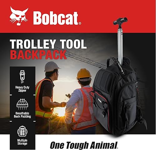 Miniatura 4 de Bobcat - Bolsa de herramientas 2 en 1 con organizador y bolsillo de EVA, mochila de herramientas de alta calidad resistente con ruedas, bolsas de