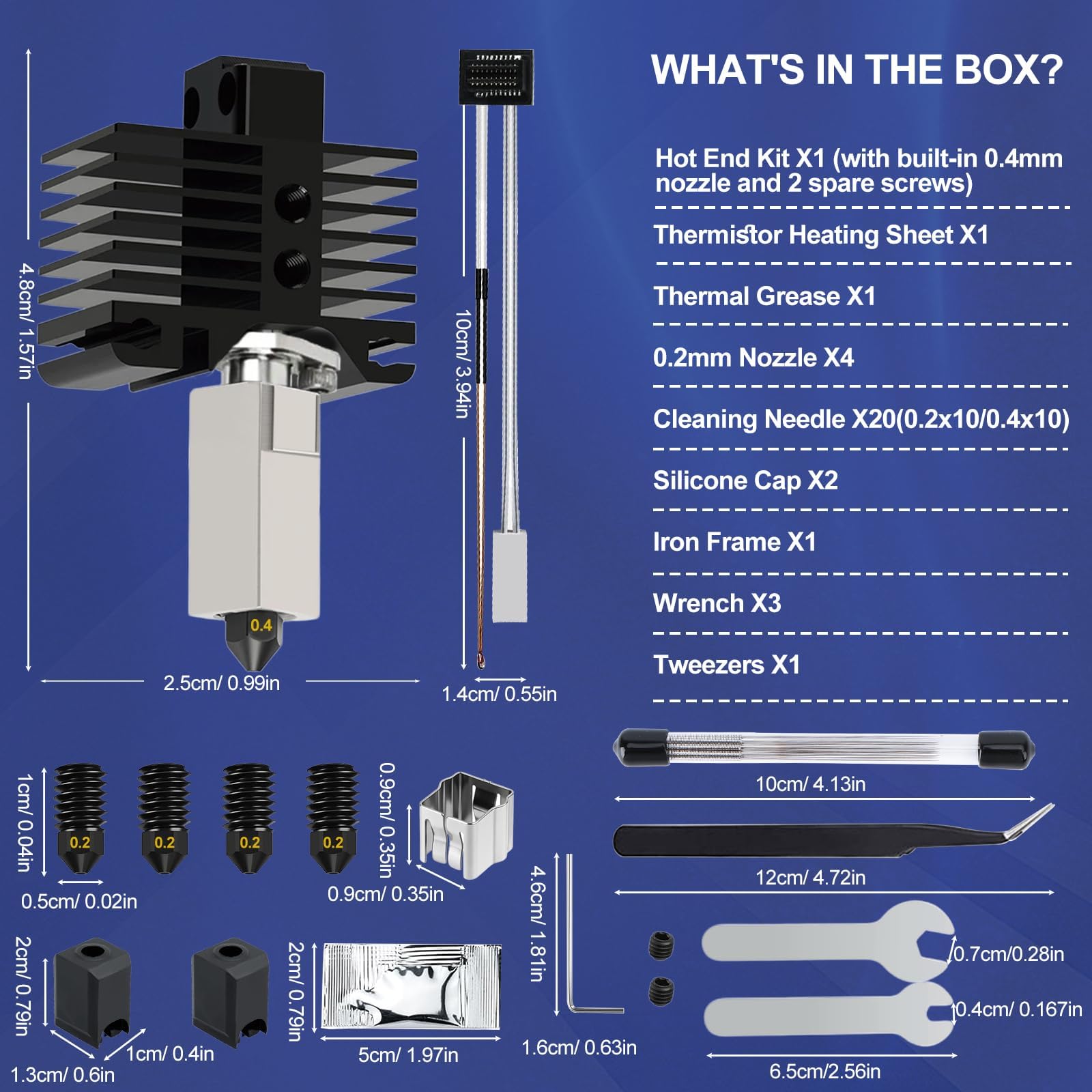 YOTINO 36 sztuk P1P, P1S Hotend, kompletny zestaw do drukarki 3D serii P1, P1S Hotend Kit z 4 dyszami ze stali hartowanej 0,2 mm, silikonową osłoną, termistorem, igłami do czyszczenia
