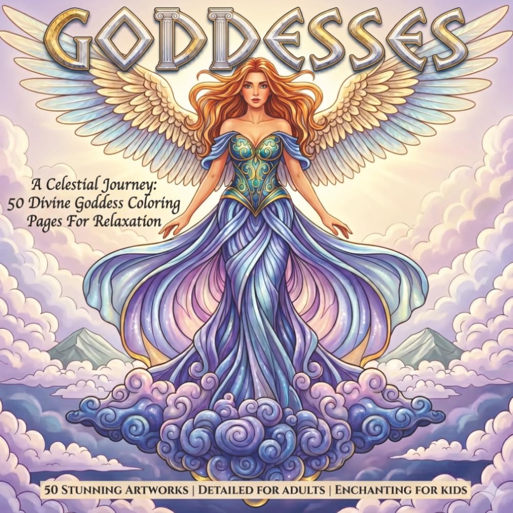 Goddesses - Coloring Book for Kids and Adults for Relaxation: 50 Beautiful Celestial Greek Goddess Designs | Bold & Easy Large Print Pages for ... Inspired Coloring Book for Adults & Kids