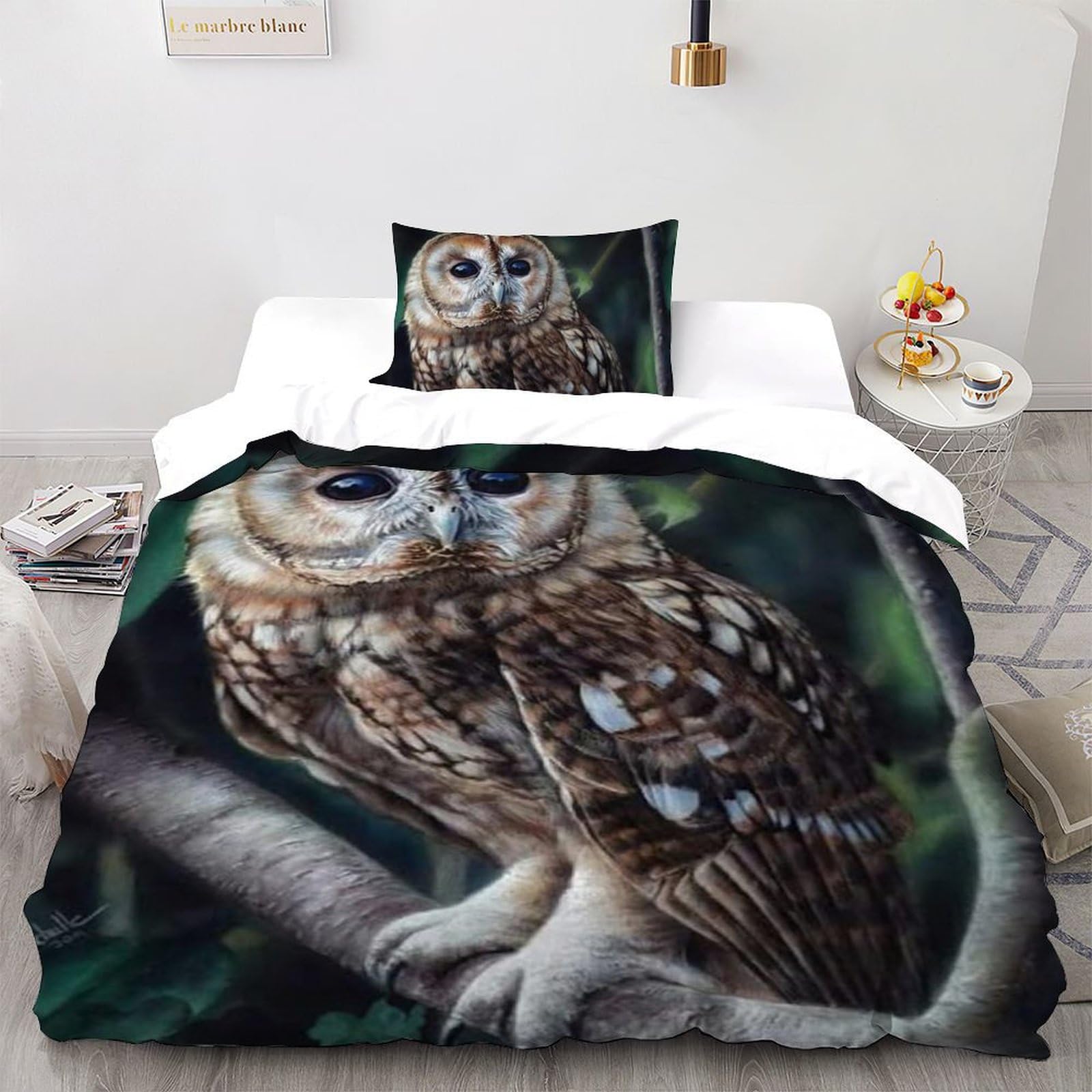 Housse de couette single animaux imprimé 3D 135x200cm pour de douces nuits fille