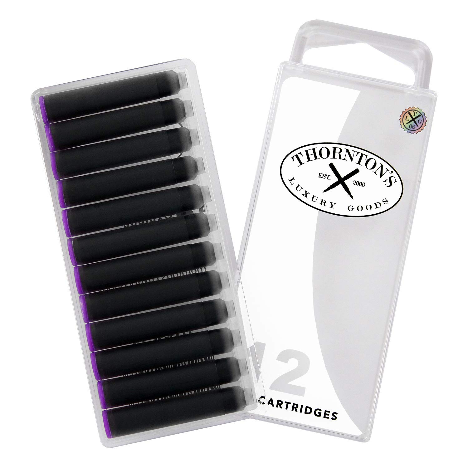 Thornton's Luxury Goods Short Standard International Fountain Pen Ink Cartridges PURPLE Ink Pack of 12 Refills for Classic Calligraphy Pens Compatible