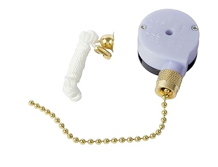 Gardner Bender GSW-33 Two Speed Pull Chain Switch, 6A 125VAC, Single Pull Double Throw, OFF-ON-ON, Wire Leads