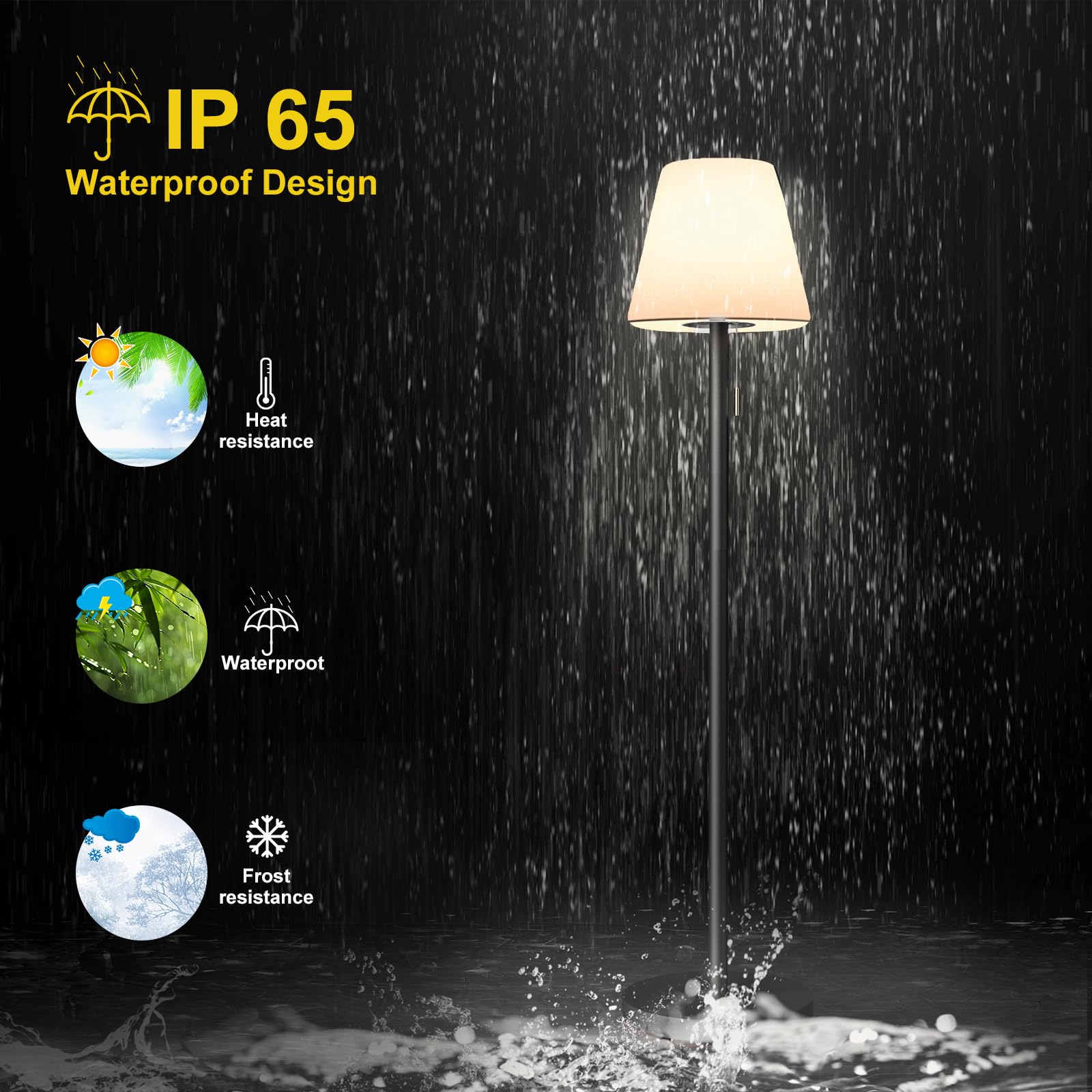 Solar Stehlampe Outdoor Stehleuchte Akku Led Kabellos Solarlampe Dimmbar Warmweiß und RGB stehleuchte mit Lichtsensor,Wasserdicht Stehlampe Außen für Terrassen.