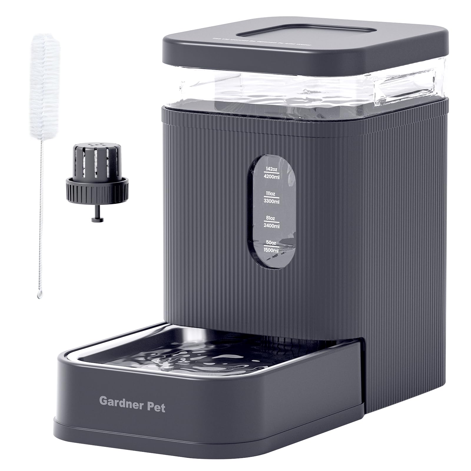 Gardner Pet 6.5L Automatischer Wasserspender, Schwerkraft-Tränke mit Edelstahlschüssel, Futterautomat für Hunde und Katze, große Kapazität Futterspender, BPA-frei, Keine Elektrizität, geräuschlos