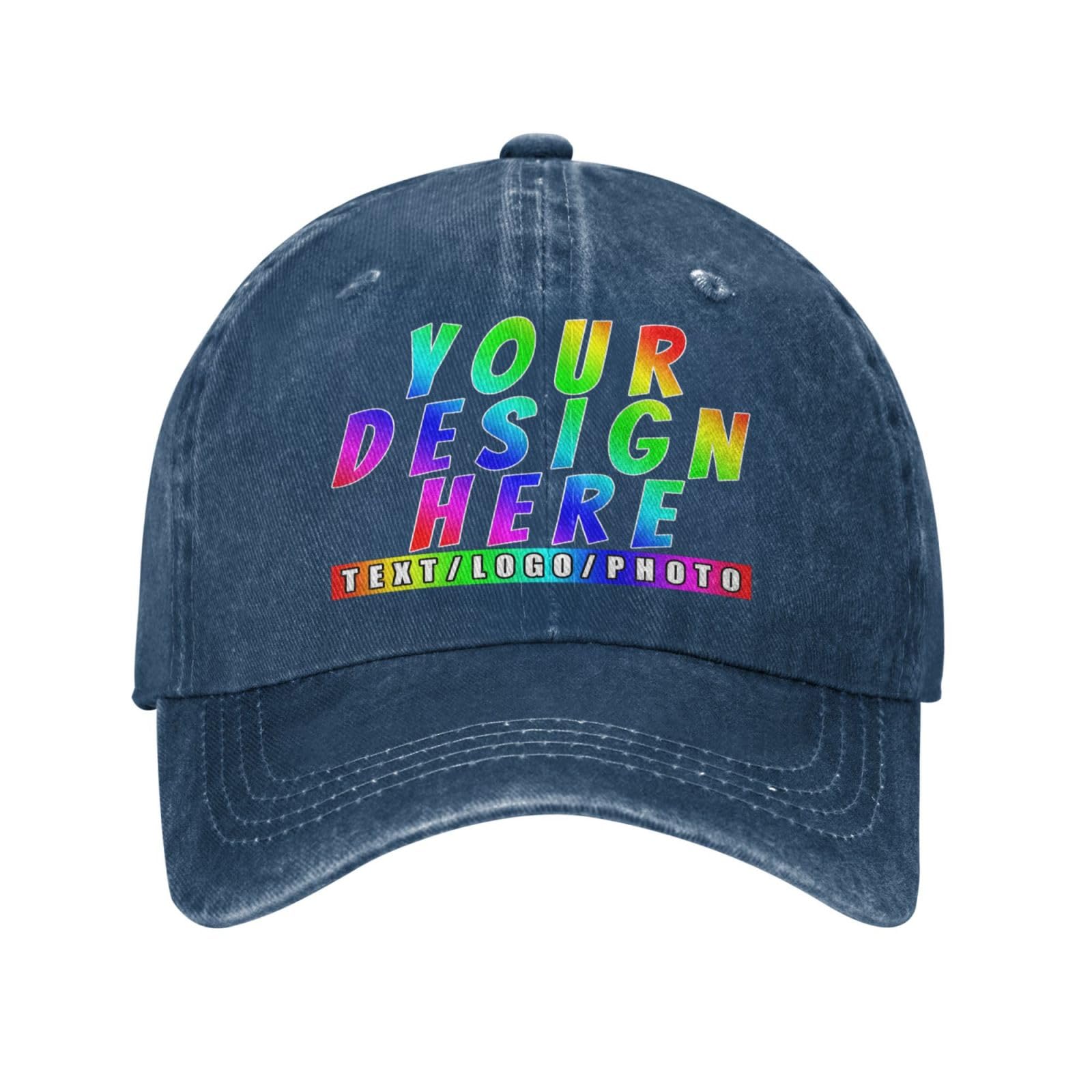 DQHXTK Custom Hat Logo, Personalized Baseball Cap, Customized Kids Sun Hats,Mens Summer Trucker Cap, Outdoor Sport Ponytail Cap, Personalised hat, DAD/Mom Gifts