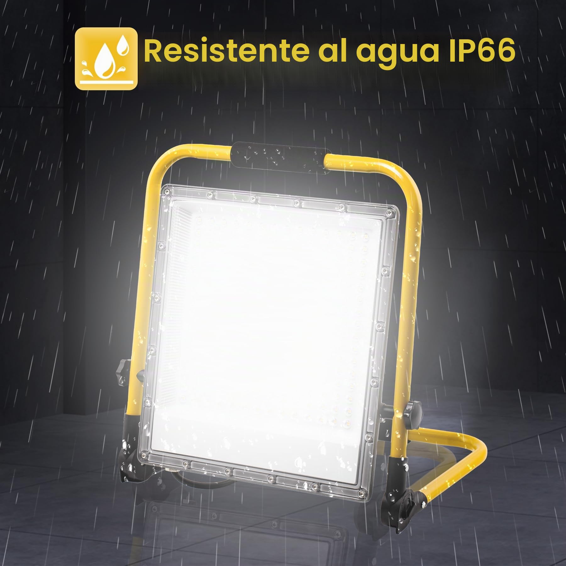 Foco de Trabajo LED 200W, Portátil Luz de Trabajo con Cable de Goma VDE 3G 0,75 mm² de 4 m,20000 LM, 6500K Luz Blanca, IP66 Impermeable para Obras de Construcción, Reparaciones