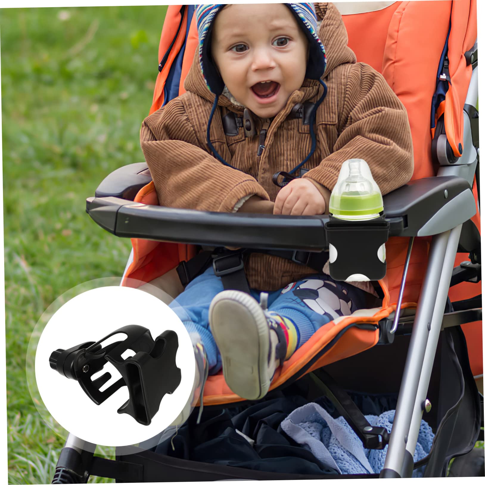 Sosoport Abs Pp Stroller Cup Holder Stroller Bottle Storage Rack Drink Holder Clip-on Clamp for Handlebars