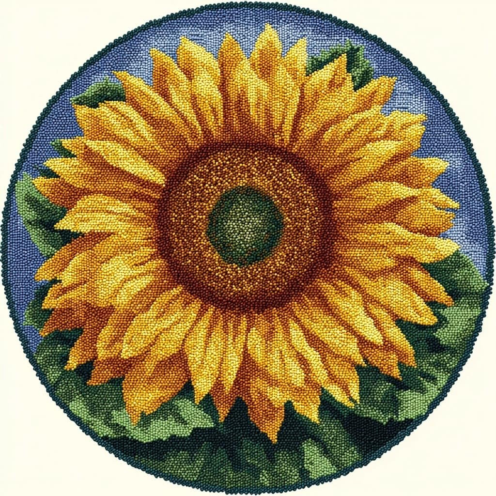 AMBATTERY DIY Latch Hook Rug Kit for Aldult,Sunflower Flowers