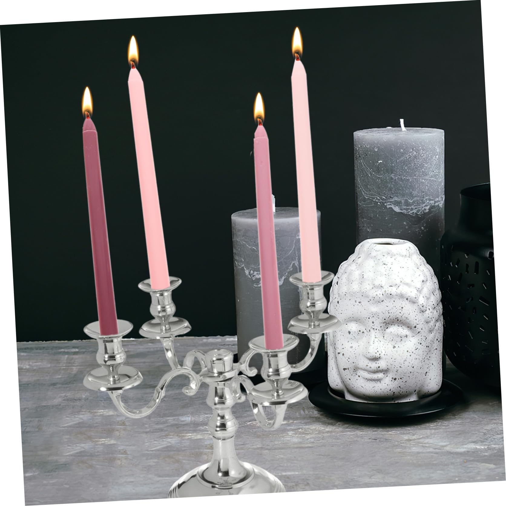 Velas Perfumadas de Parafina sin Humo 4 Piezas Velas de Poste Largo en Color Rosa Degradado Aroma a Rosa Decoración Romántica para Bodas Cenas y Eventos Obsequios