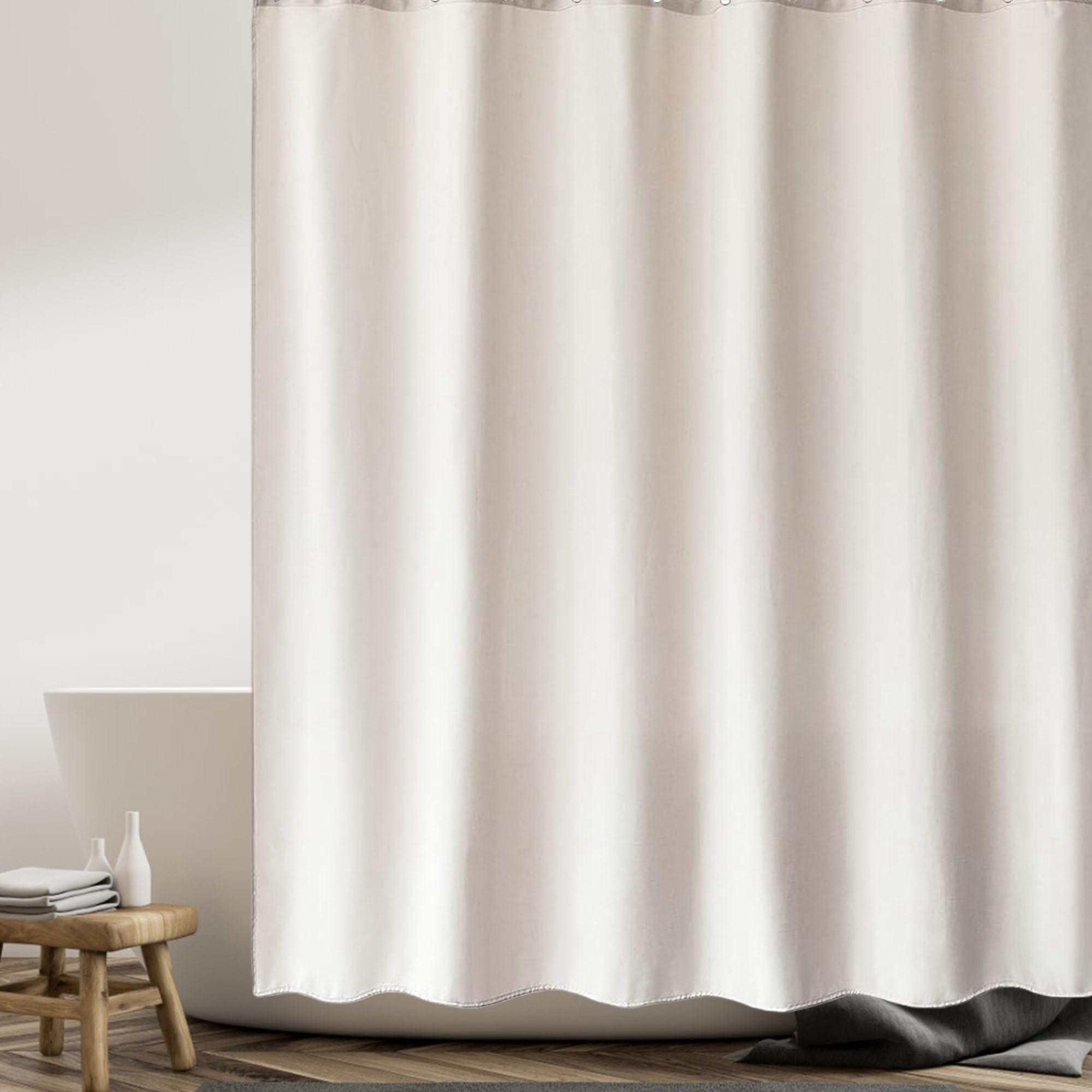 Tenda da Doccia 120 x 265 cm in Microfibra Leggera, Super Morbida e Facile da Pulire Tenda da Doccia Antimuffa Resistent con Ganci Antiruggine per Vasca da Bagno, bianco