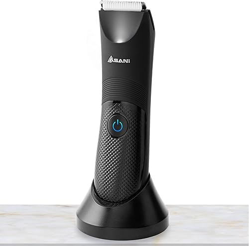 Asani Upkeeper - Recortadora de pelo corporal para hombre, herramienta de aseo recargable con hoja de cerámica, luz LED, diseño impermeable,