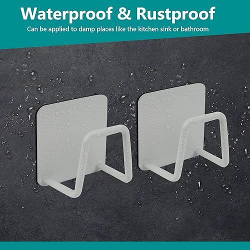 Miniatura 5 de Telivava Soporte de esponja para fregadero de cocina (paquete de 2), adhesivo fuerte, acero inoxidable SUS304, impermeable y de secado rápido,