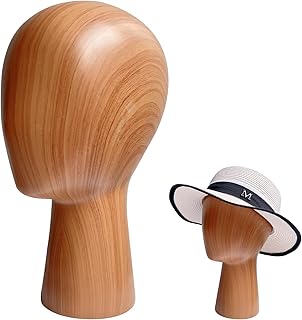 Mannequin Head Block, Hat and Wig Display Stand, Imitation Wooden Wig Head Stand, Abstract Dome Model Head, Manikin Head Hat Holder for Shop, Hair Salon, Home Decor, Durable GFRP Material