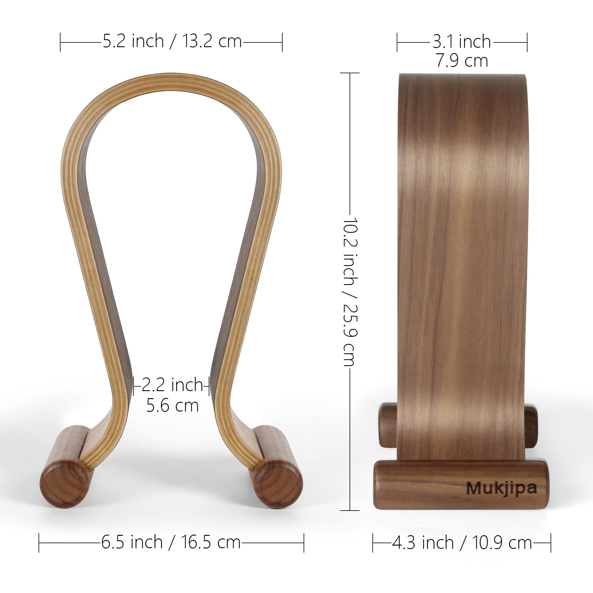 Mujipa Kopfhörerständer aus Holz, stilvoller Schreibtisch-Headset-Halter für Over-Ear-Kopfhörer, Headset-Ständer für Sennheiser, Bose, Beats, Razer, AKG, Airpod Max, HyperX, Sony PS4 et