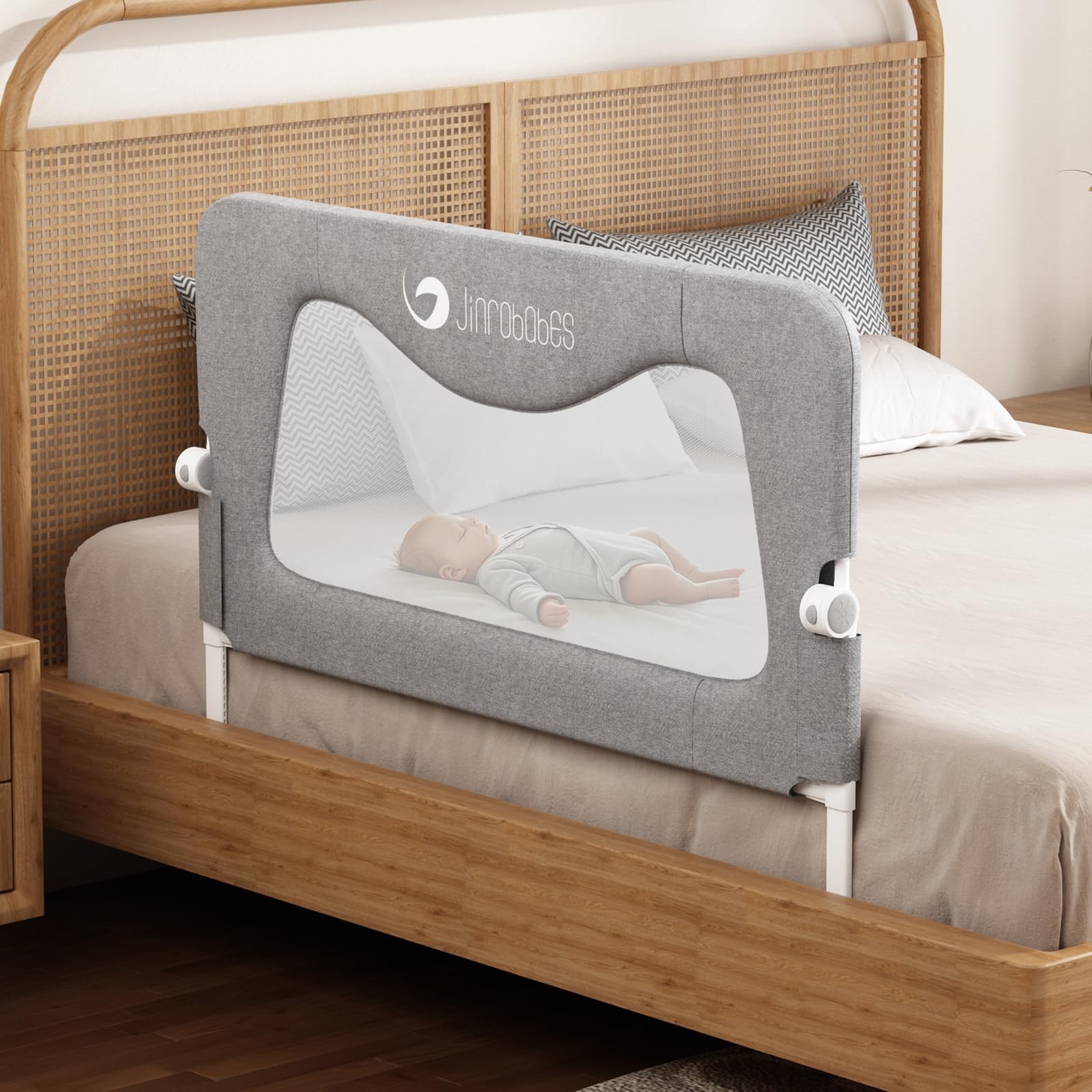 Barrière de lit pour lit king size, hauteurs réglables et rail de lit pliable pour bébés et enfants (90 cm)