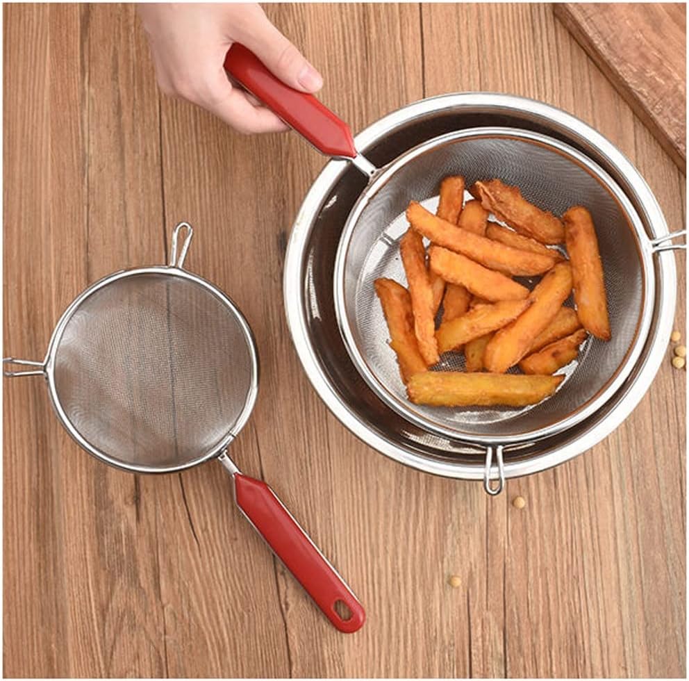 Fryer Basket, Fryer Basket/Skimmer Spoon Stainless Steel Skimmer Spoon with Handle Filter Skimmer Fried Filter Ladle Suitable for Kitchen Fried Food French Fries Pasta