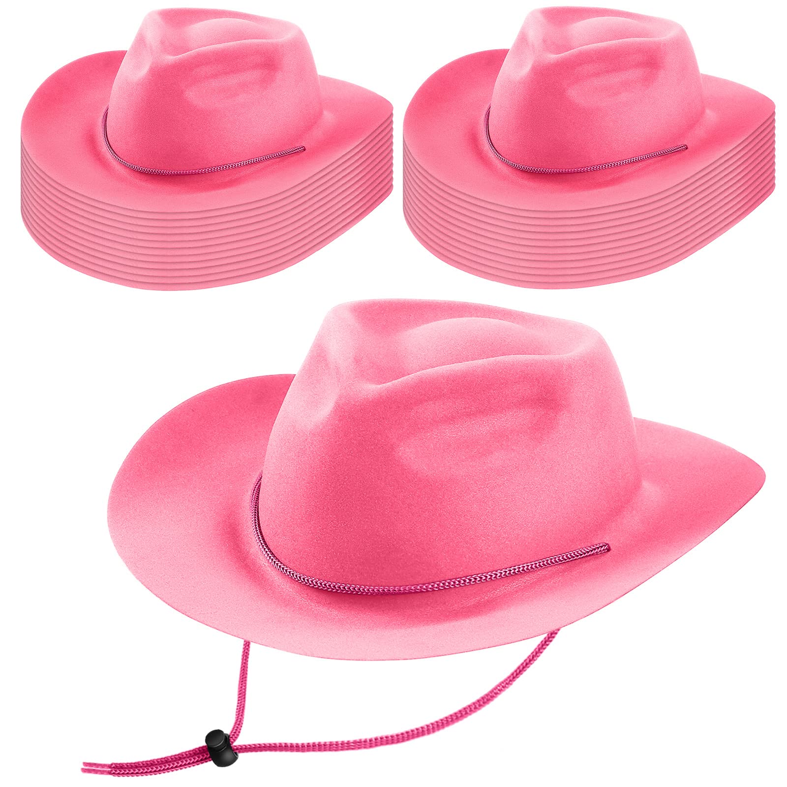 Mepase - Juego de 24 sombreros de ala ancha de vaquero desechables de plástico, para hombres y mujeres, fiesta de disfraces, rosa