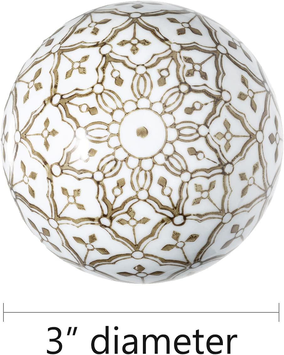 Brown Porcelain Orbs Decorative Balls - Small Ceramic Spheres for Centerpiece or Individual Use - Ideal for Use in Tray, Bowl or Basket Decor - 3 inches Each, Set of 6 : Home & Kitchen