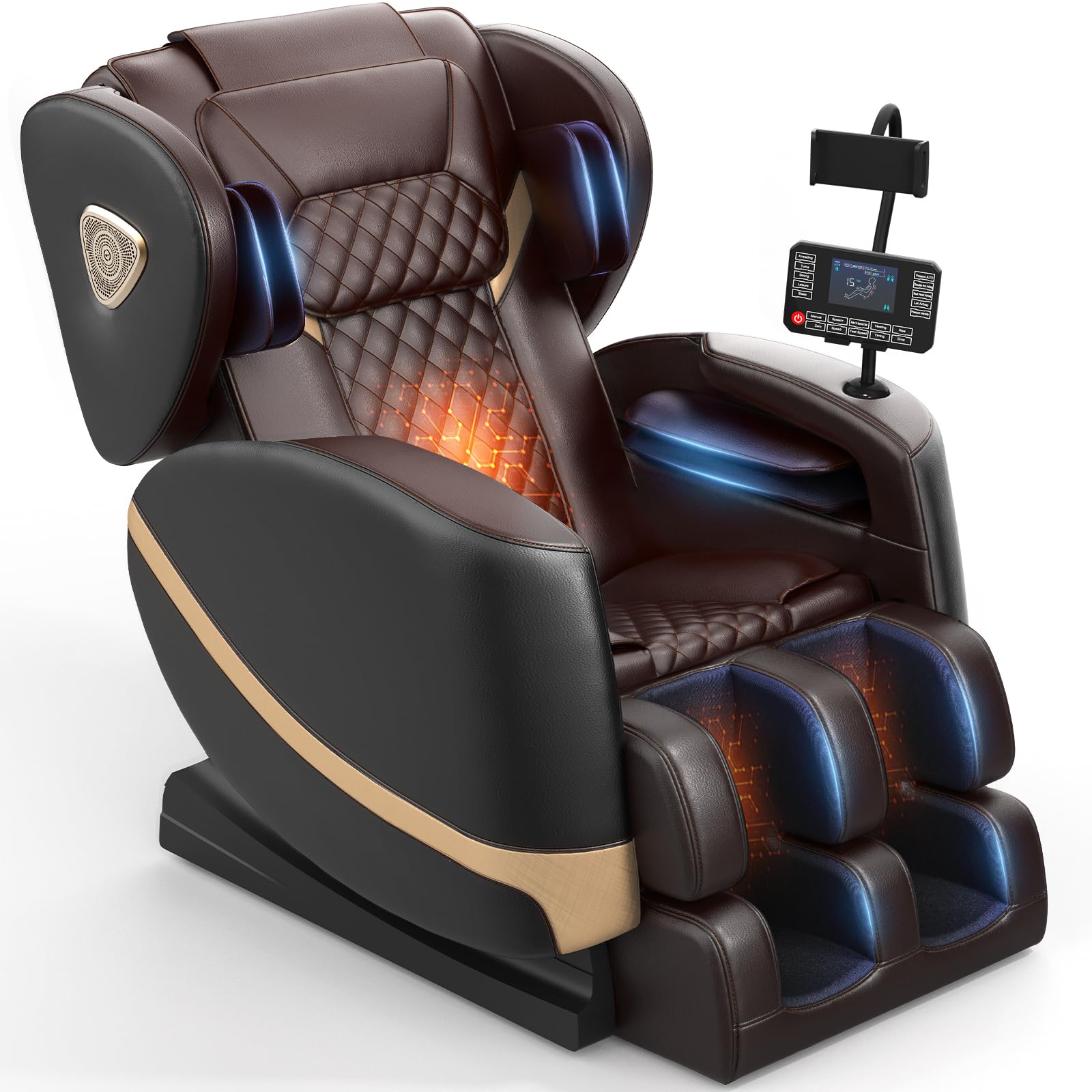 2025 Massage Chair Full Body, Zero Gravity Massage Chair with 10 Fix Rollers, Heating, Foot Massage, Auto Modes, Bluetooth Speaker, Touch Screen Controller (Upgraded Version)