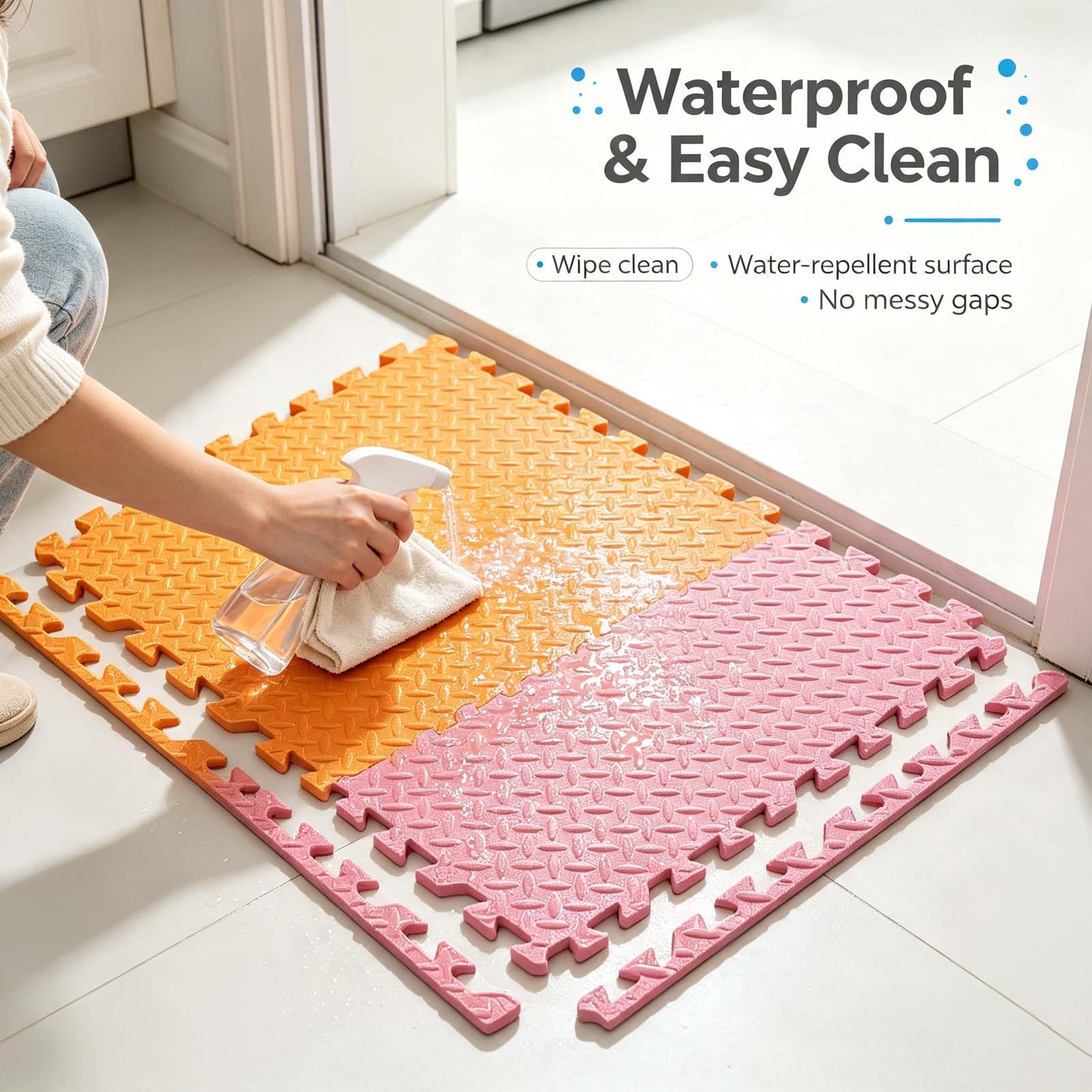 Dalles De Sol en Mousse, Tapis Puzzle EVA À Emboîter pour Sport, Yoga, Fitness Et Workout, Revêtement Souple avec Absorption des Chocs, Surface Imperméable, Antidérapante