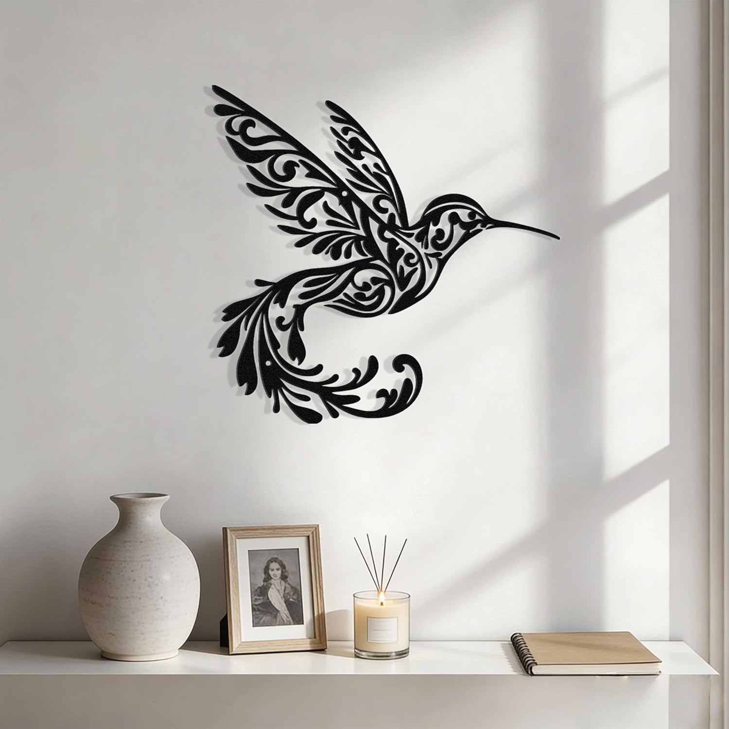 Zckjnoi Black Hummingbird Metal Wall Art