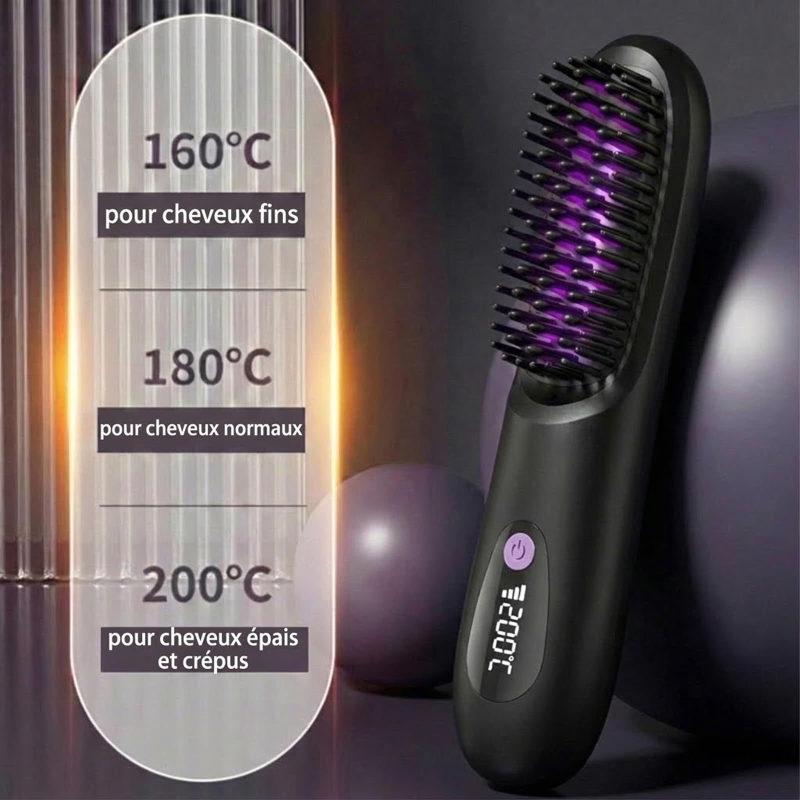 Brosse Coiffante Cocoony Cheveux Courts Volume, Cocoony Brosse À Cheveux, Créez Rapidement Une Coiffure Raffinée, Volume Durable, Design Sans Fil Et Portable (Noir)