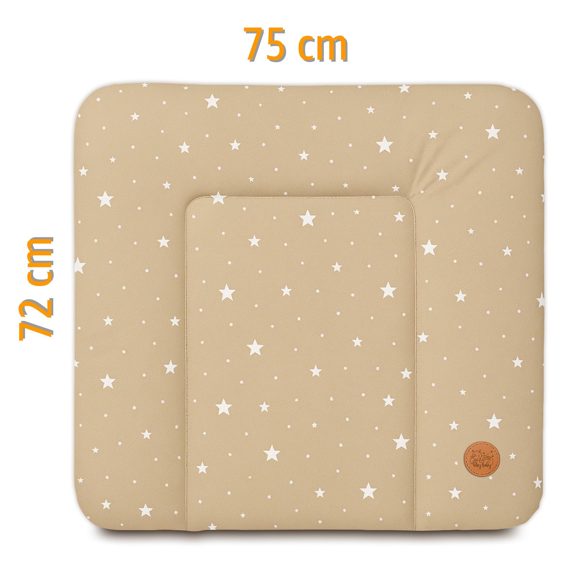 Fasciatoio neonato 75x72 cm - materassino portatile universale lavabile e impermeabile su cassettiera lavatrice e tavolo cuscino da viaggio tappetino materasso Beige con stelle bianche