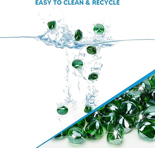 Miniatura 2 de Mr. Fireglass Diamantes mezclados de vidrio de fuego de 10 libras para chimenea, hoguera y paisajismo, rocas de fuego verde esmeralda de 1 pulgada