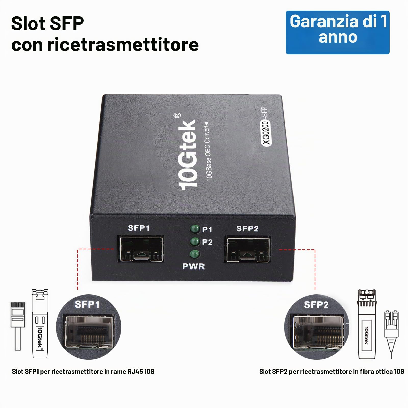 10Gtek® SFP+ Media Converter G0200-SFP (Kit #31), 10GBase-T Reach 30 Meters, SFP+ SR Module, 300 m, MMF, 850 NM