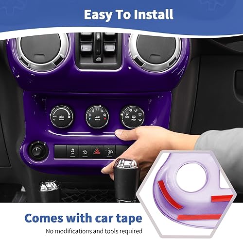 Miniatura 5 de RT-TCZ Para Wrangler JK Dash Panel de Control Cubierta Adhesivo para Jeep Wrangler JK JKU 2011-2017 Púrpura Interior Accesorios 2 unids