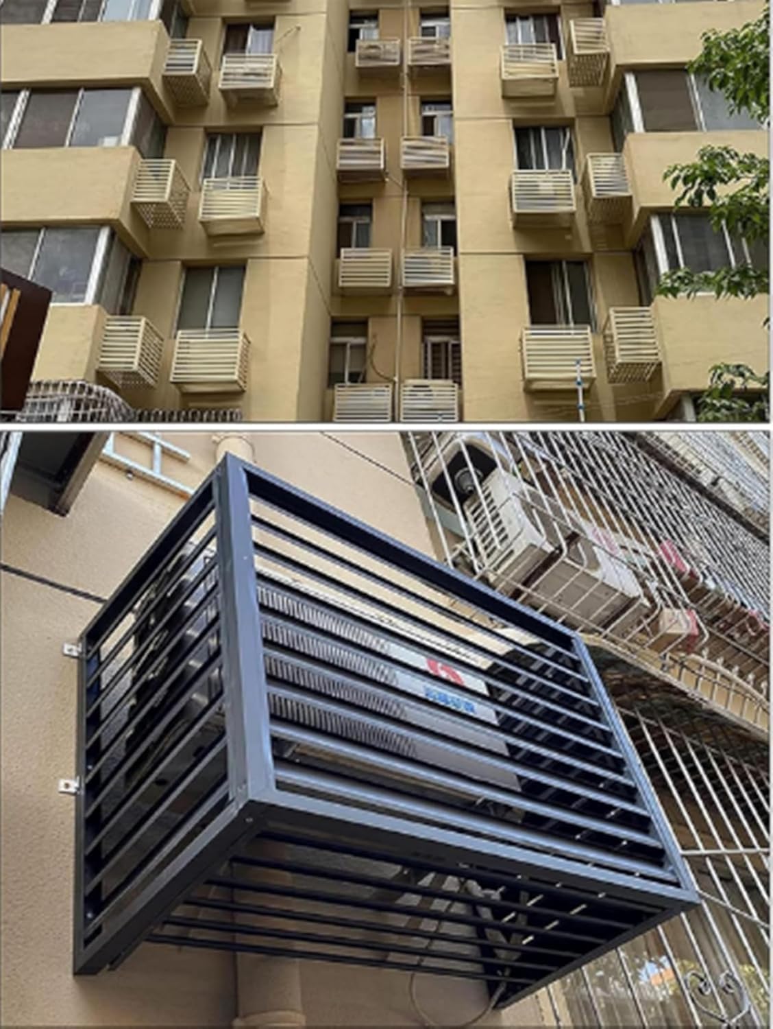 AC Outdoor Cover,Air Conditioner Privacy Fence, Aluminum Split AC Cover with Top, Outdoor AC Screen Protection (Gray) image 2 of 7 B0DJ7KJNTZ