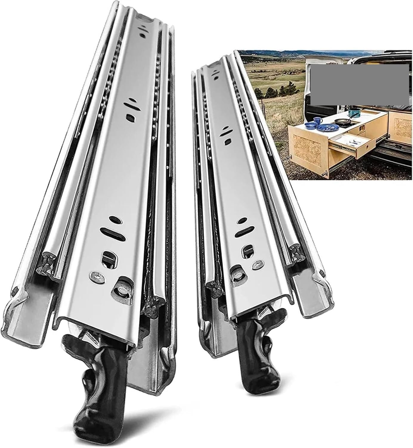 Cyjaznhh One Color Drawer Runners 51Mm Wide With Lock Side Mount 68Kg 300-1000Mm 2 Pieces(1000Mm(40In))