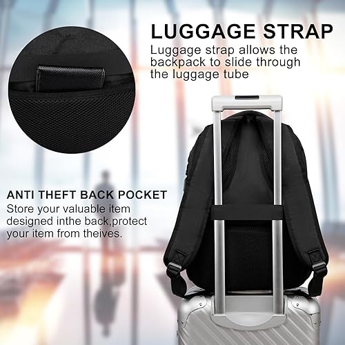 Miniatura 6 de Mochila para hombre, mochila para laptop para viajes, Negro -, Mochila escolar Mochila escolar