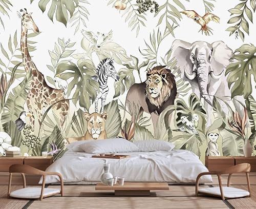 Wmjurel Hand-Painted Beautiful Wall Mural Pattern of Tropical Plants and