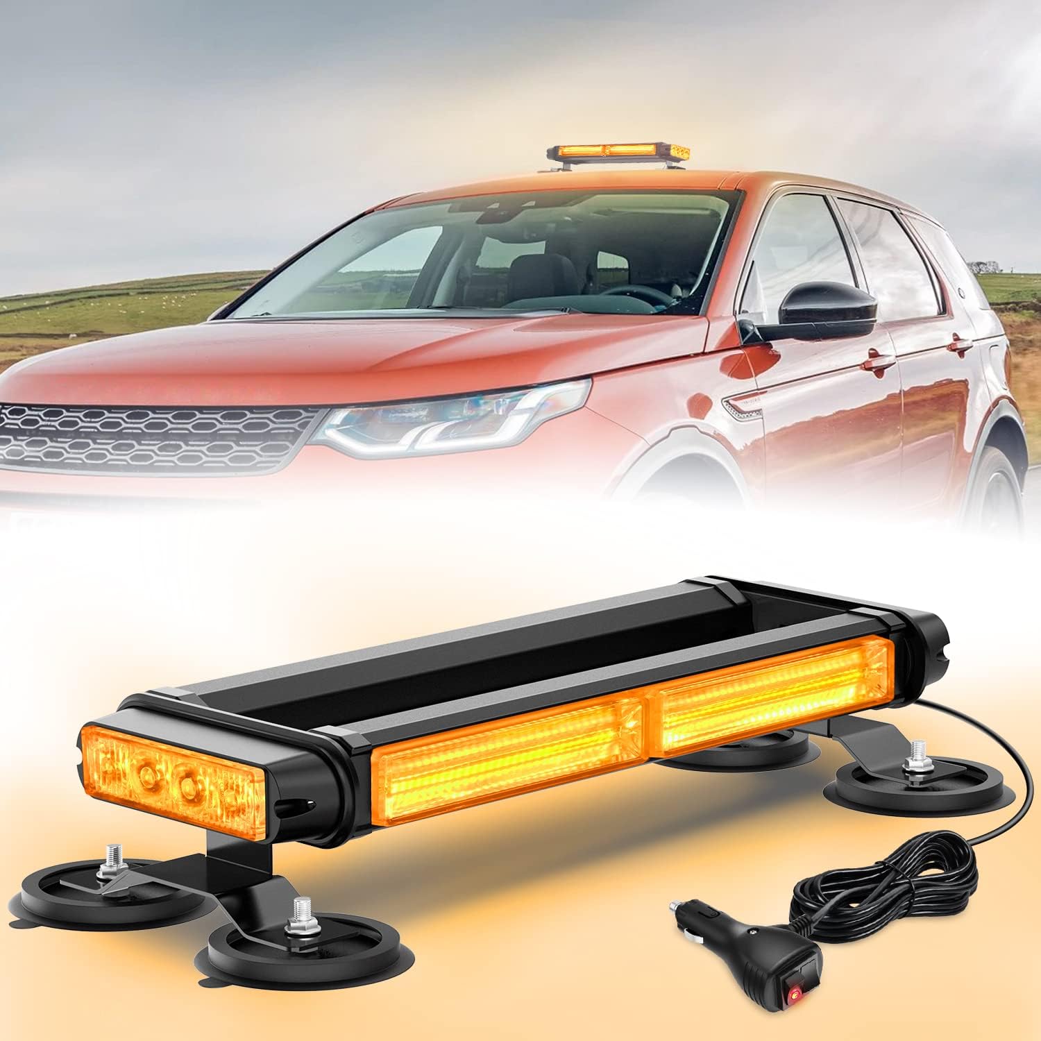 Nilight 14.5" Amber COB LED Strobe Rooftop Flashing Light Bar High Visibility Emergency Hazard Warning Beacon Lights w/Magnetic Base for Safety Vehicles Trucks Pickup Cars Snowplow,2 Years Warranty