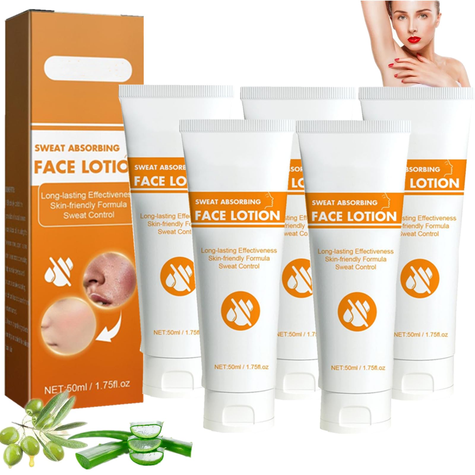 Intensive Facial Antiperspirant Face Wash - Antiperspirant Facial Intensive Antiperspirant for Excessive Sweating or Hyperhidrosis Extra Protection Against Excessive Sweating Long Lasting 50ml (5 PCs)