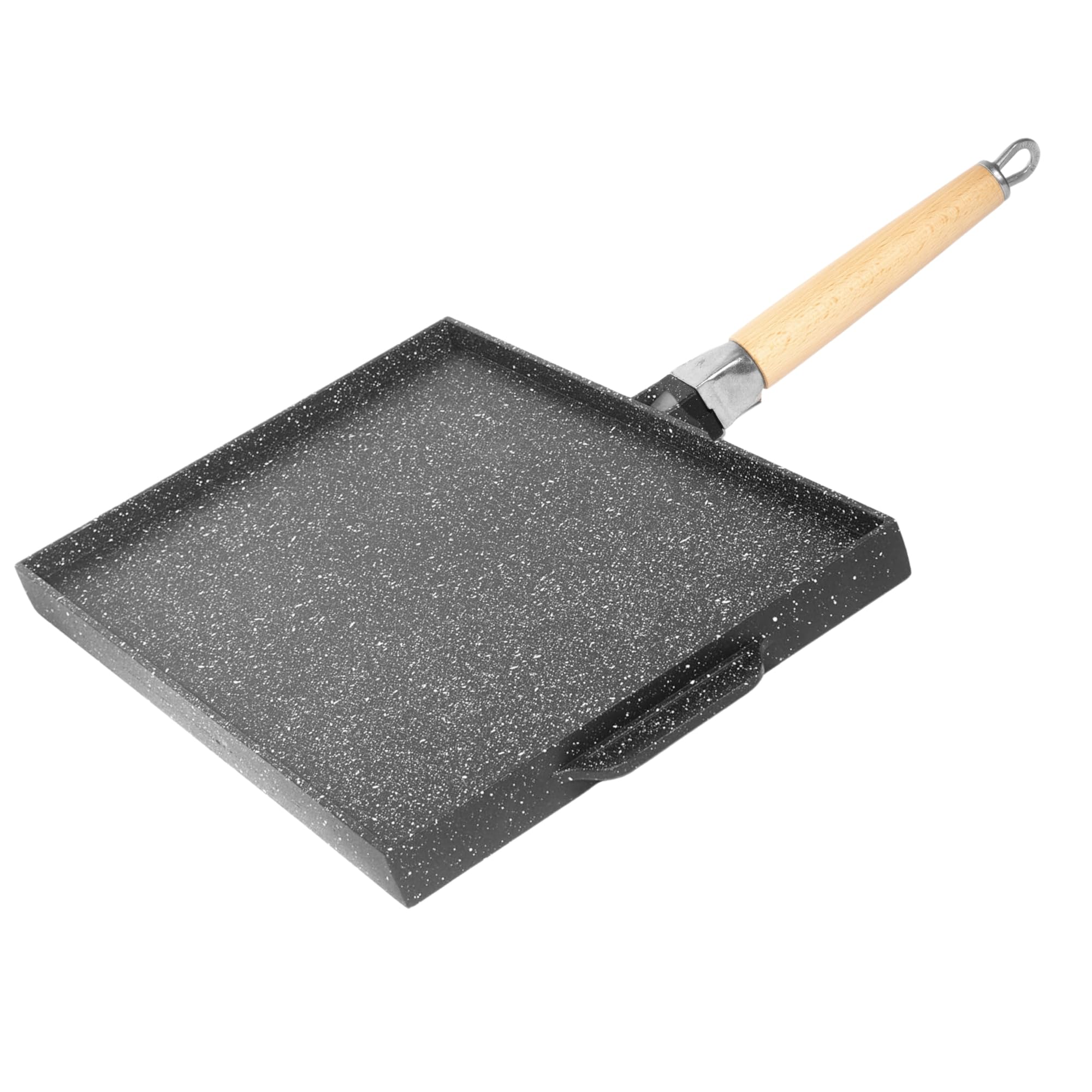 NAMAI - Bistecchiera Antiaderente Pietra, 41CM x 25CM, Alluminio Pressofuso, Lati Grill e Liscio, Padella Manico Removibile, No Induzione, Made In Italy