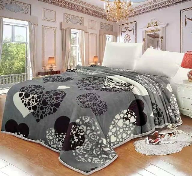 Textile Home Modern 3D 2 Ply Reverisible Super Soft Blanket Faux Fur Luxury Mink Throw Warm Blanket (Grey, Large 200 x 240 cm) (New)