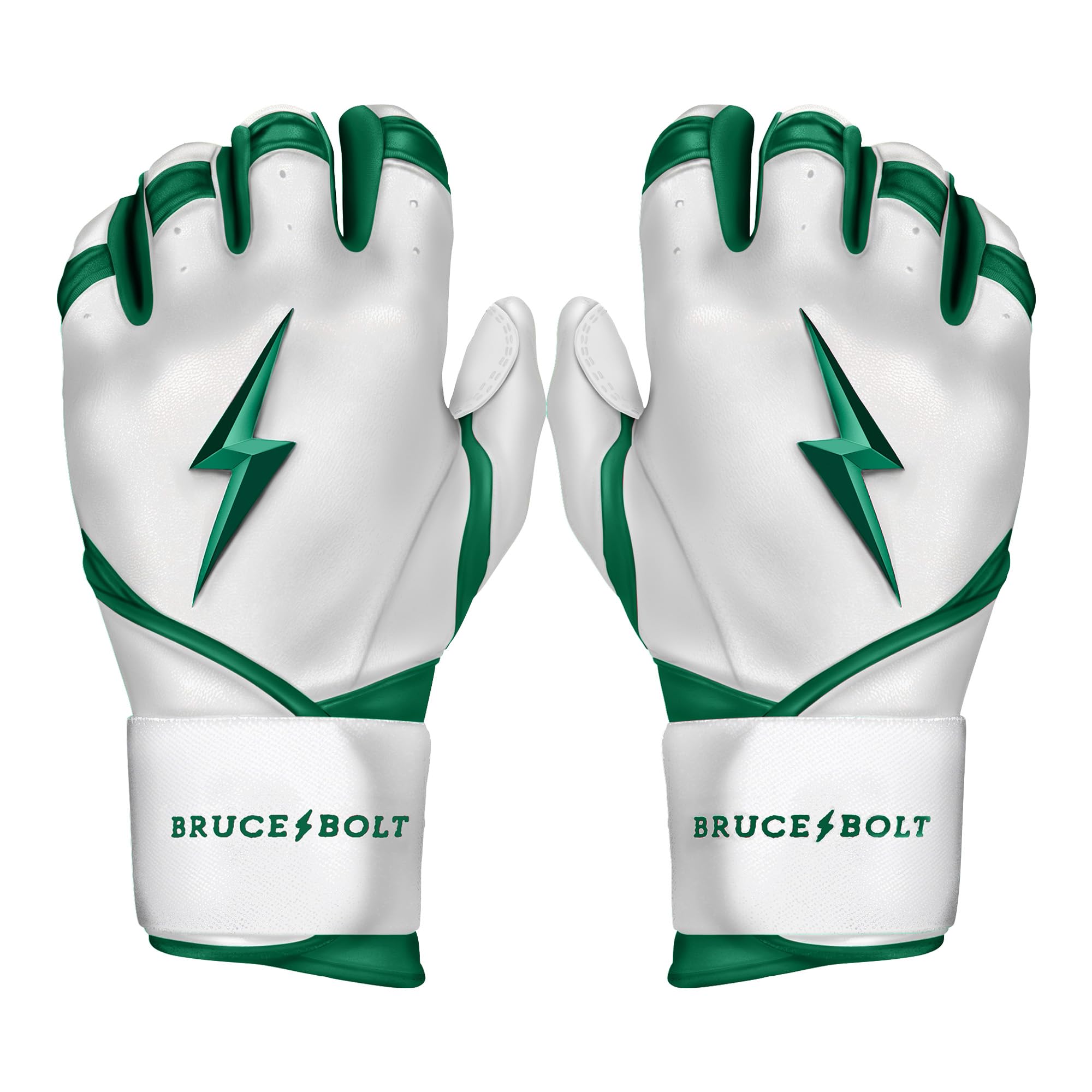 BRUCE BOLT Chrome Series Long Cuff Green Batting Glove - Green Youth Medium