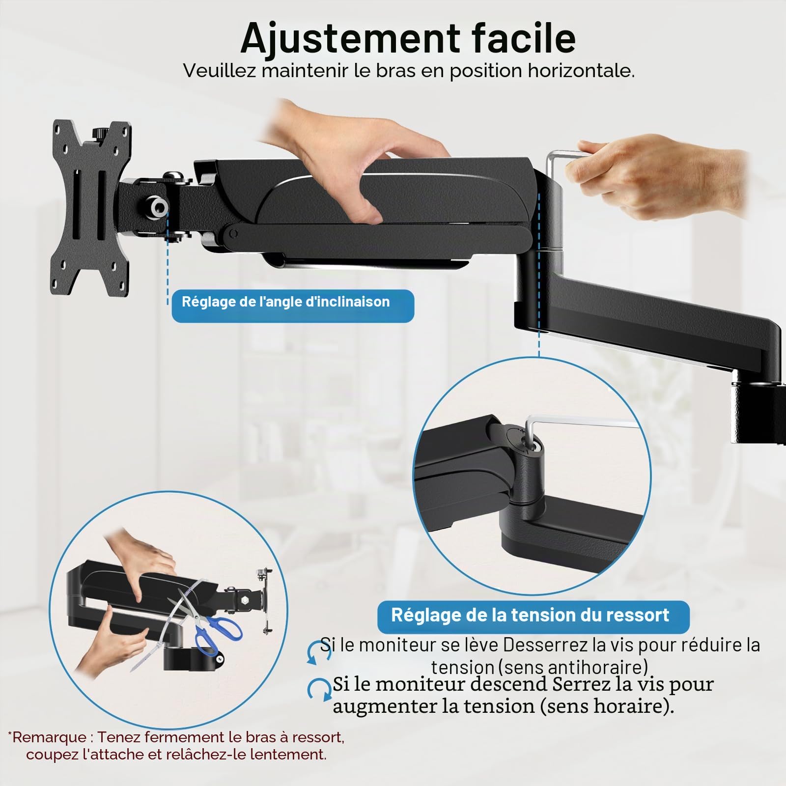 PUTORSEN Support 3 Ecran PC pour Écran de 17 à 32 Pouces, Support Triple Ecran, Capacité de Poids de 9kg par Bras, Support d'écran Pivotant et Inclinable, Support Ecran PC 3 Ecran, VESA 75/100 mm