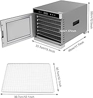 Vista 7 de Deshidratador de alimentos, 6 bandejas de acero inoxidable, máquina secadora de alimentos, deshidratador para alimentos y cecina, hierbas, verduras