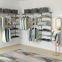 Vista 3 de Tangkula 4 to 6 FT Custom Closet Organizer System Kit, Wall-Mounted Storage Organizer with Wire Shelving and Hanging Rods, Adjustable Closet Grey