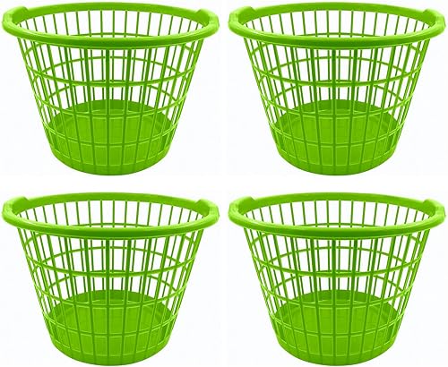 Miniatura 7 de Evou Juego de 4 cestas redondas de plástico ligero (muchos colores), 1 canasta redonda para la ropa sucia + regalo (multicolor 10)