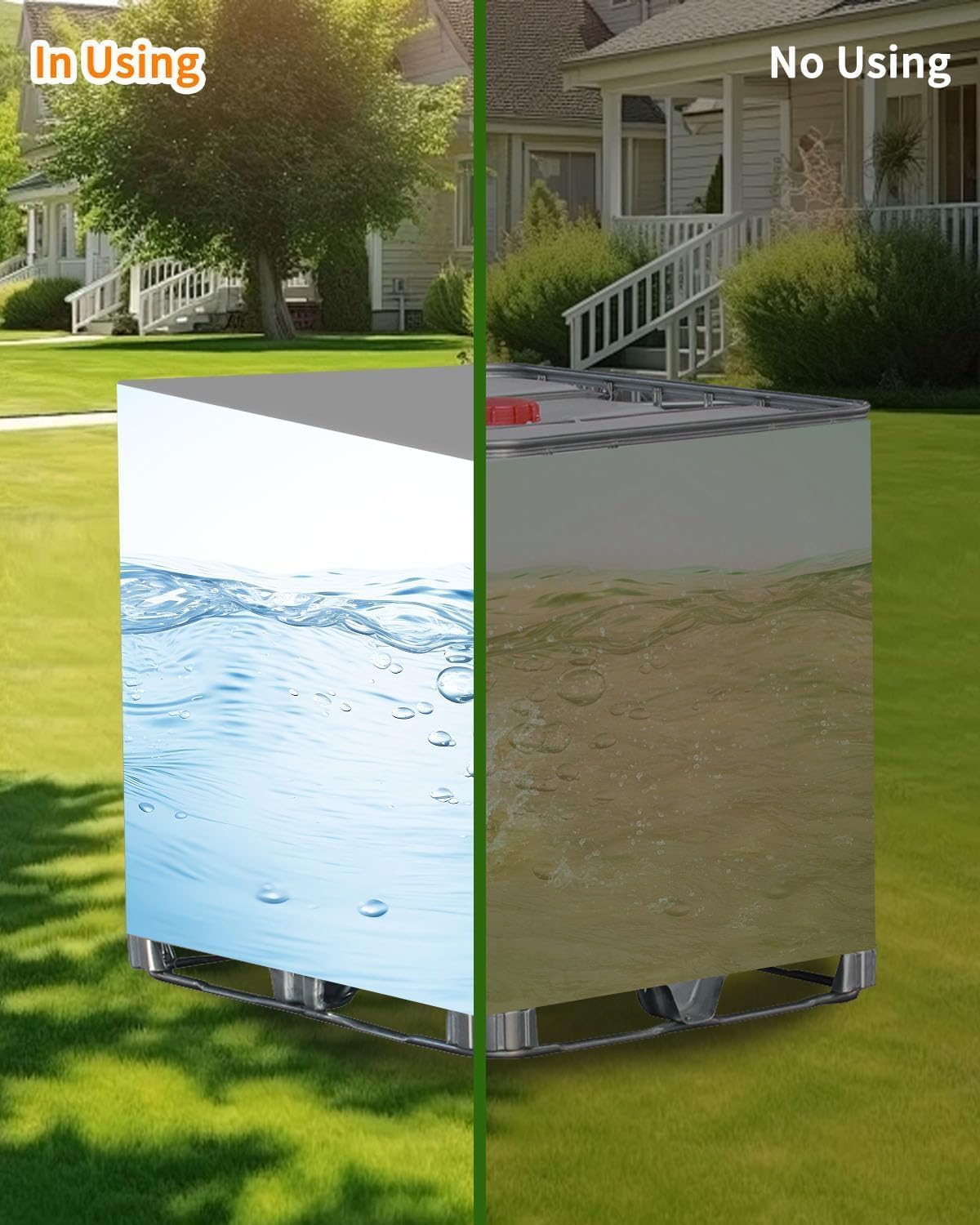 IBC Tank Abdeckung 1000L, IBC Container Zubehör, Wassertank Abdeckplane mit Transparenter Folie, Anti-UV Schutzplane Regenwassertank Abdeckung, IBC Wassertank Abdeckung, Grau