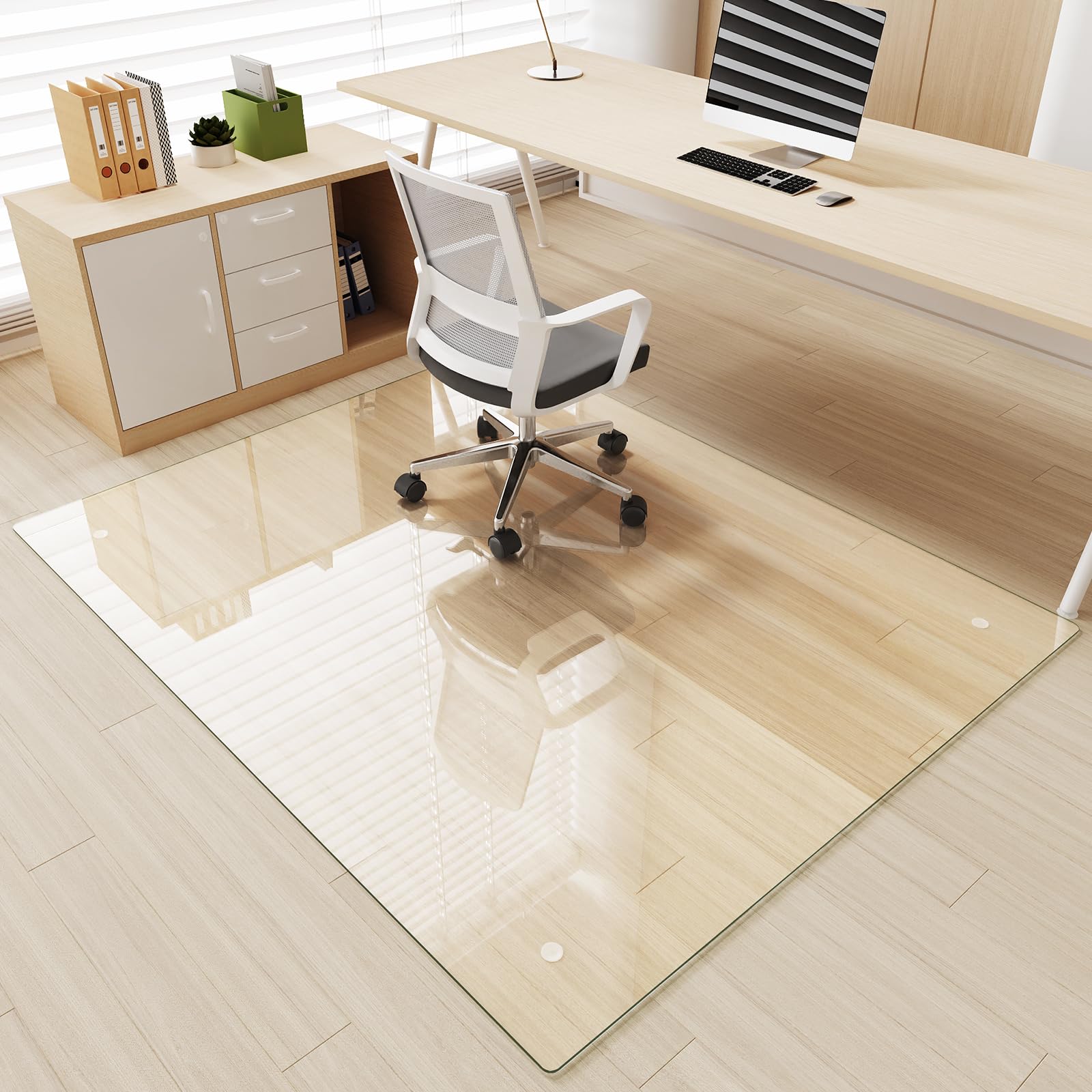 [Tempered Glass] 50" x 60" Glass Office Chair Mat for Carpet