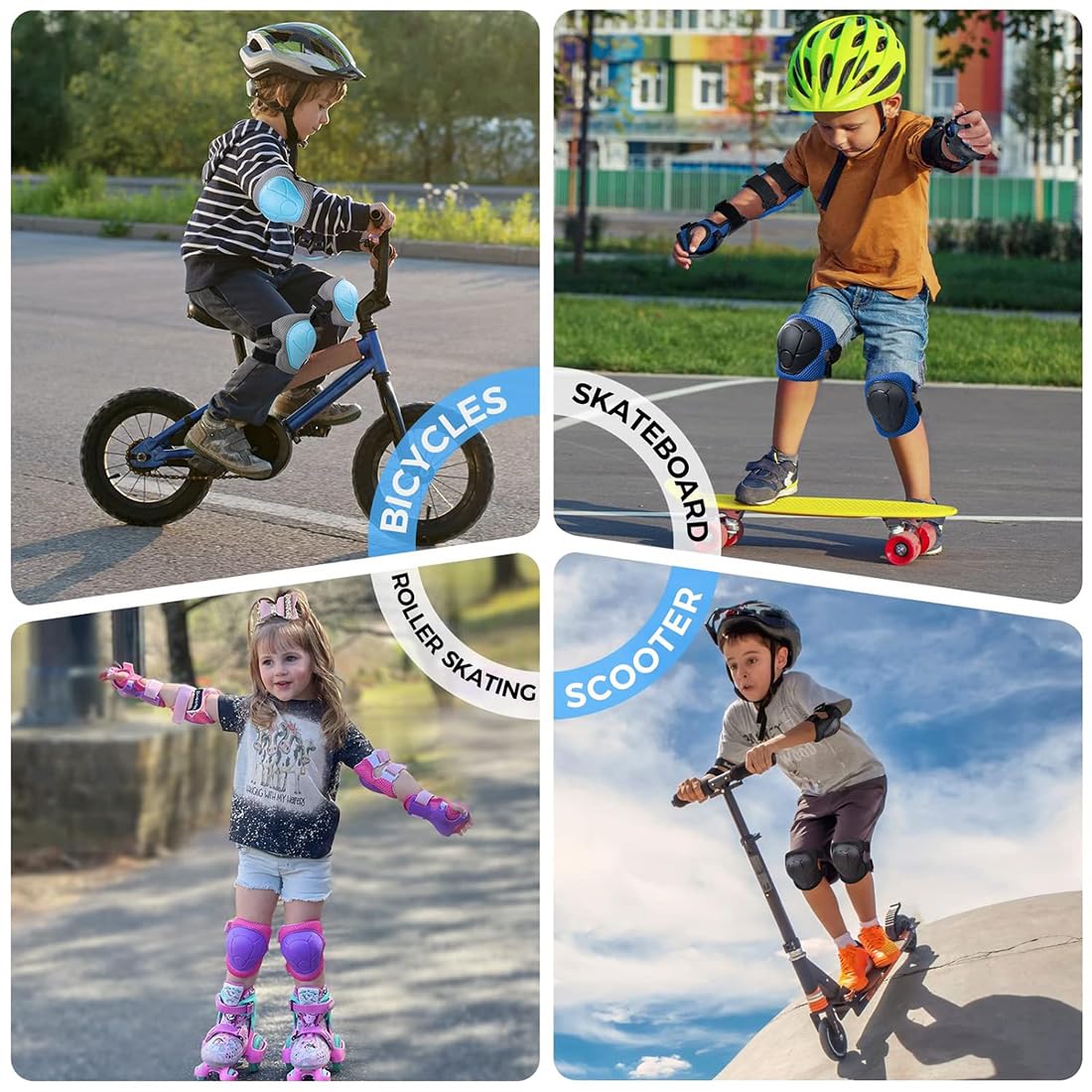 Set Protezioni Skateboard JSTHHTT Per Bambini - Ginocchiere, Gomitiere, Polsiere, Regolabile - Foto 2