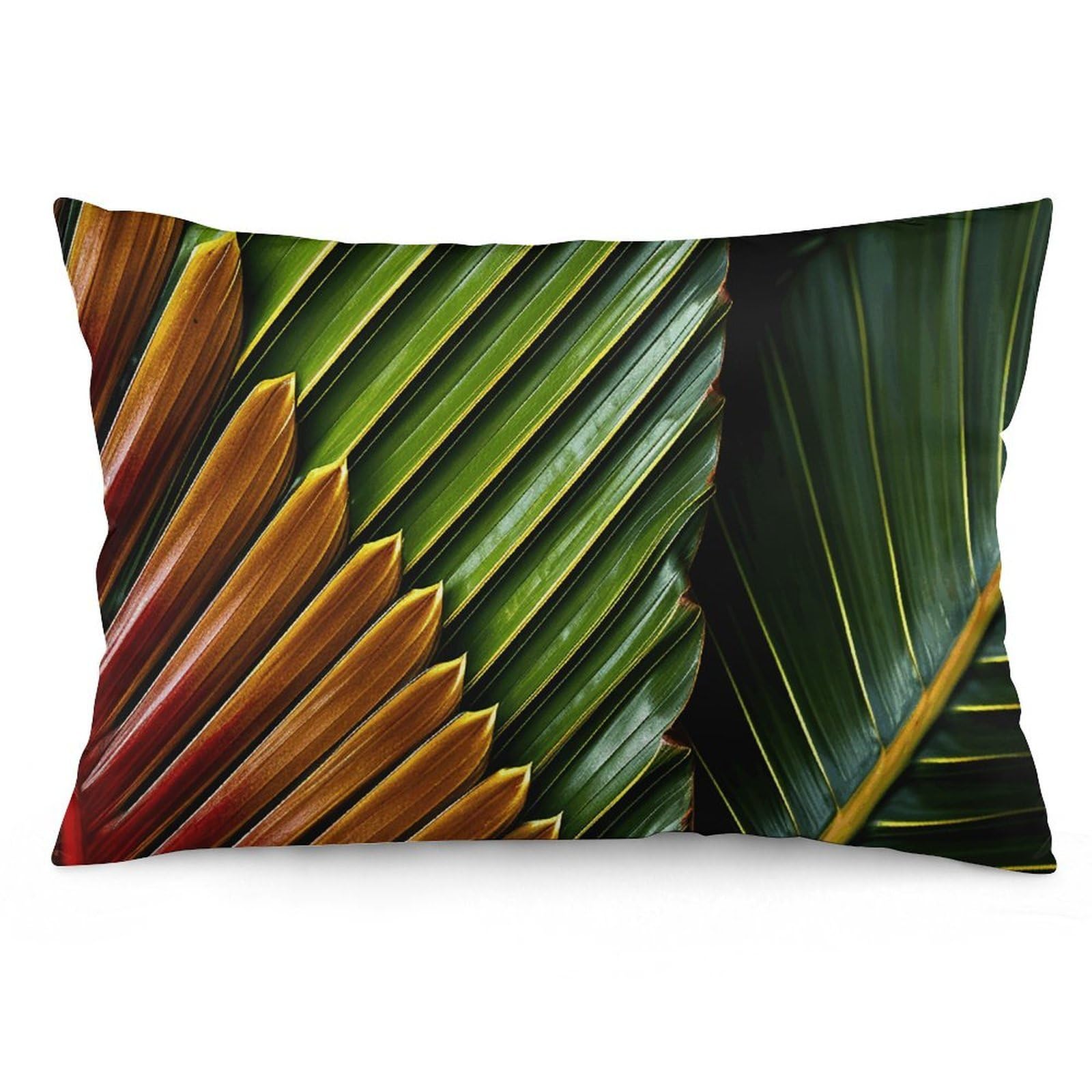 2 Pack Pillow Cases for Hair and Skin, Soft Breathable Pillow Case Covers with Hidden Zipper, Yellow and Green Leaves Pillowcase 12 "x20 Pillow Covers for Sleeping Gift