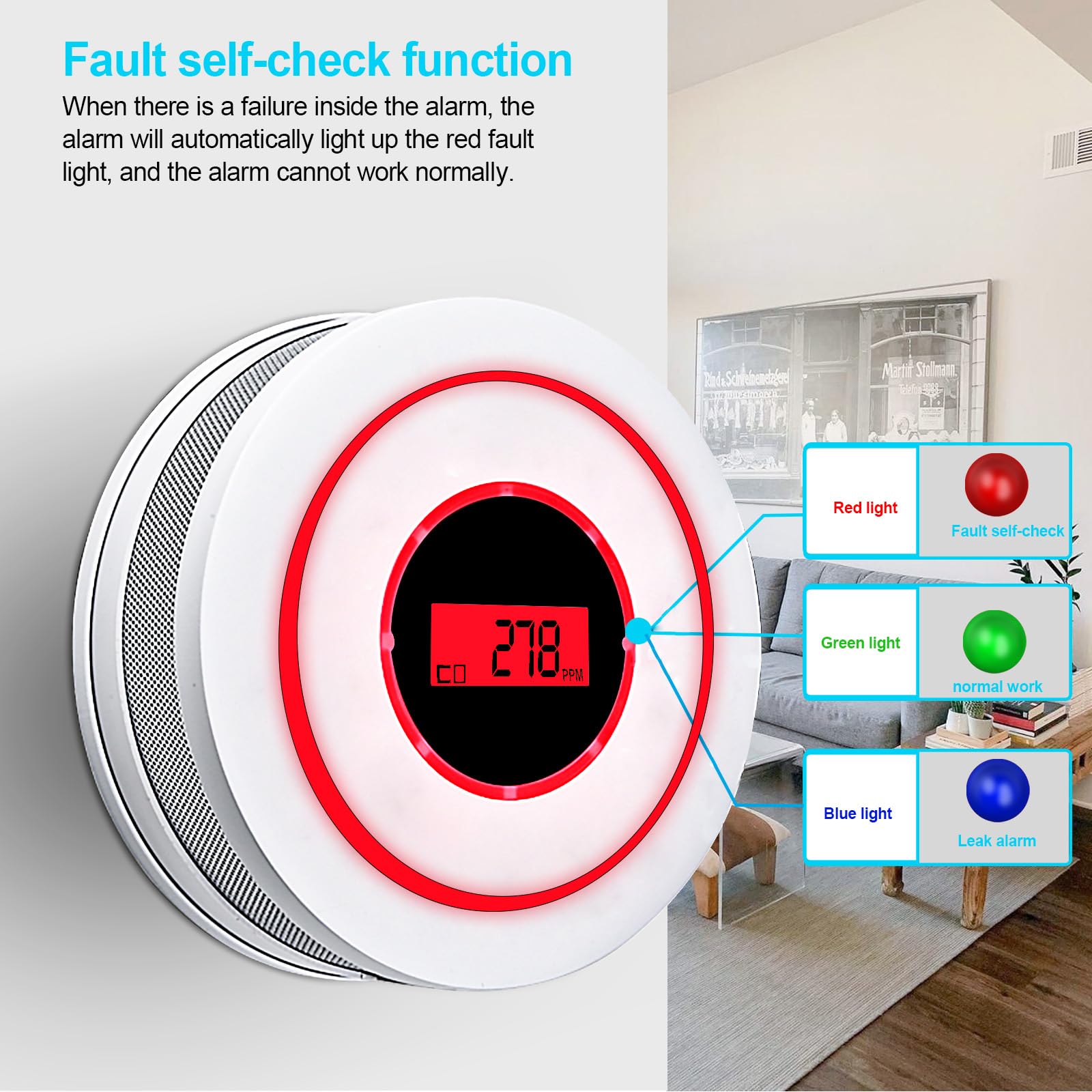 3Pack Smoke Alarm and Carbon Monoxide Detector, Smoke Alarm and Carbon Monoxide Alarm,CO Detector With Led Display Screen - Image 2