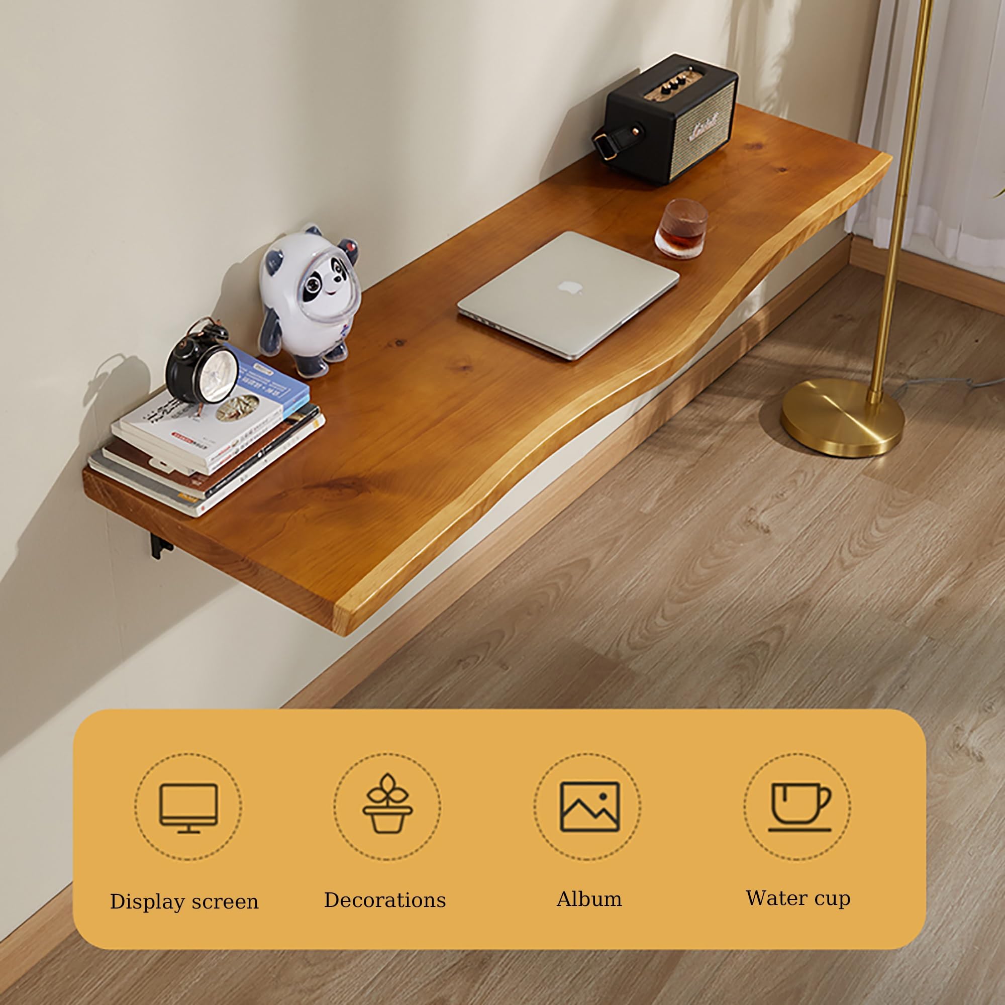Scrivania pieghevole da parete in legno massello, per cucina e sala da pranzo, con banco da lavoro pieghevole per garage, scrivania per computer (100 x 45 x 3 cm)